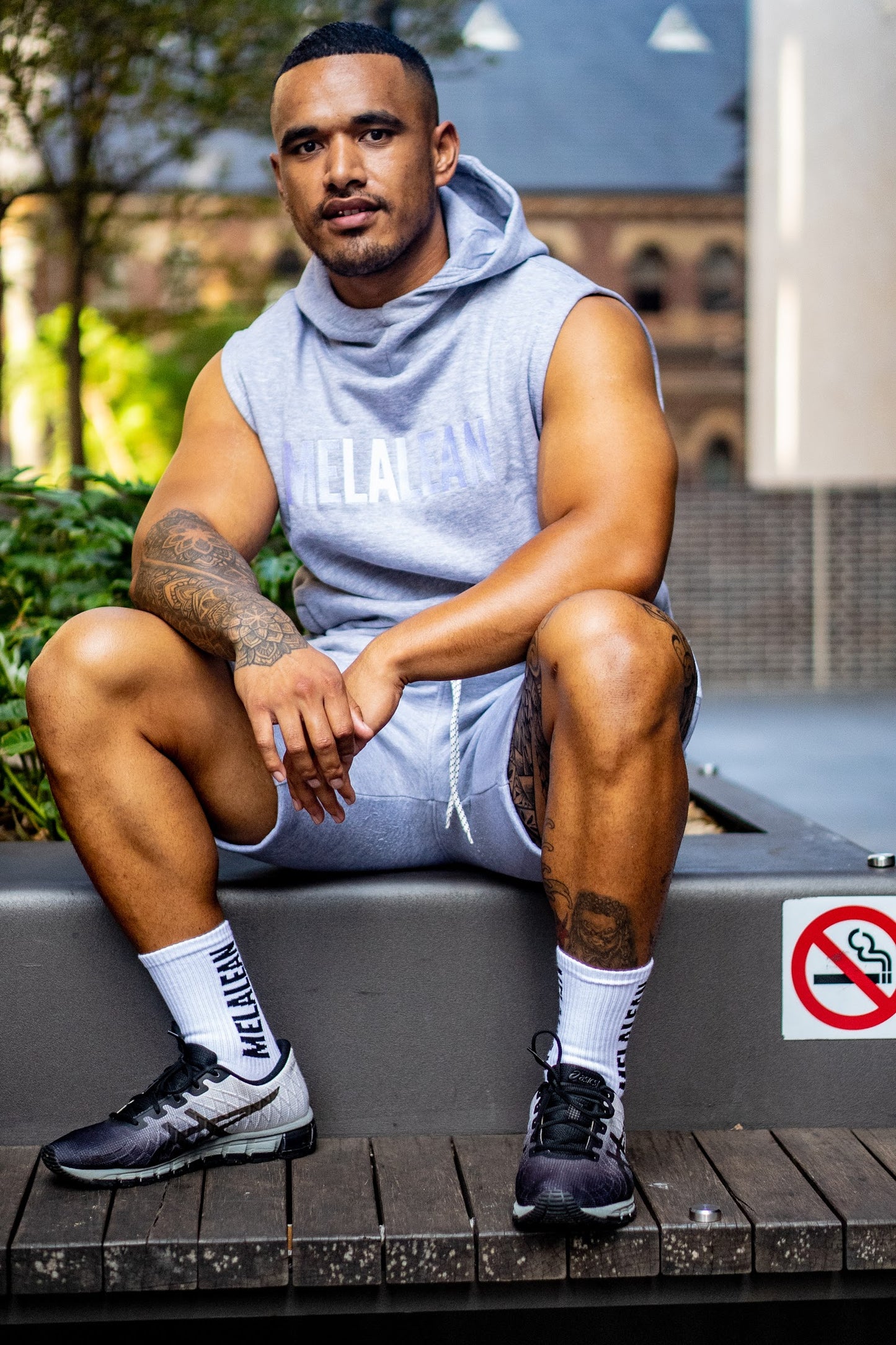 Bold Graphic Sleeveless Hoodie.