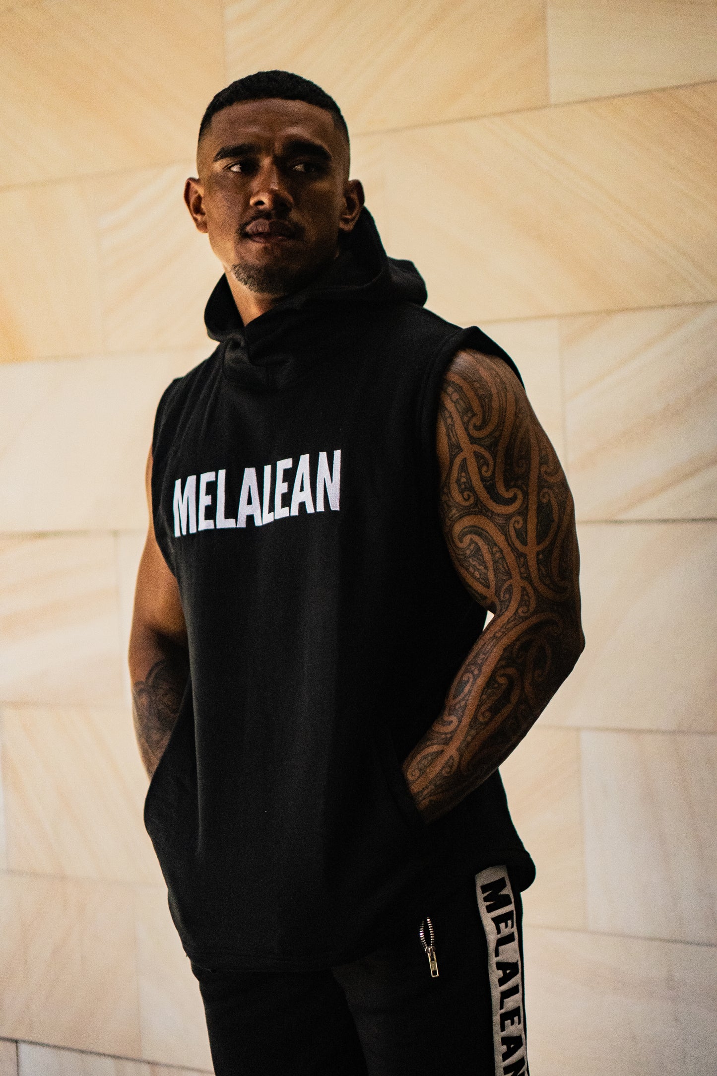 Bold Graphic Sleeveless Hoodie.