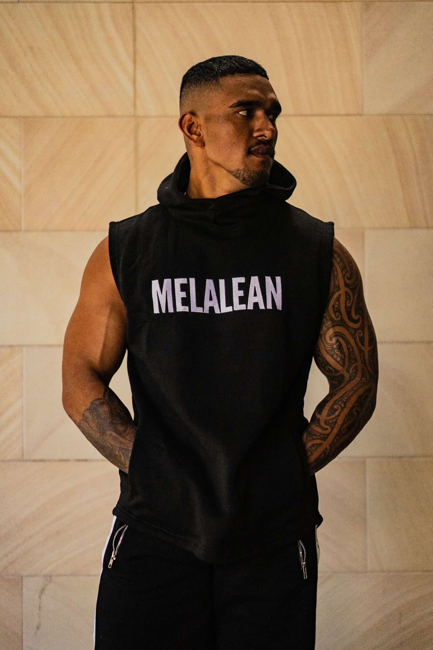 Bold Graphic Sleeveless Hoodie.